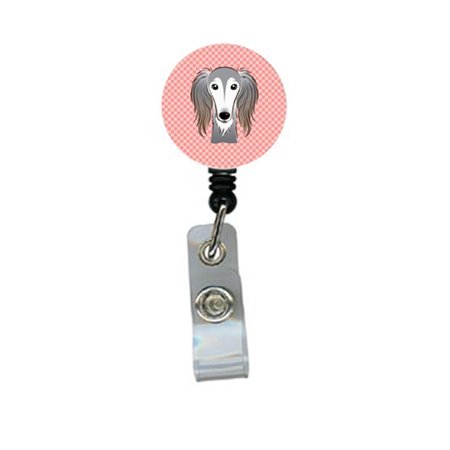 TEACHERS AID Checkerboard Pink Saluki Retractable Badge Reel TE249548